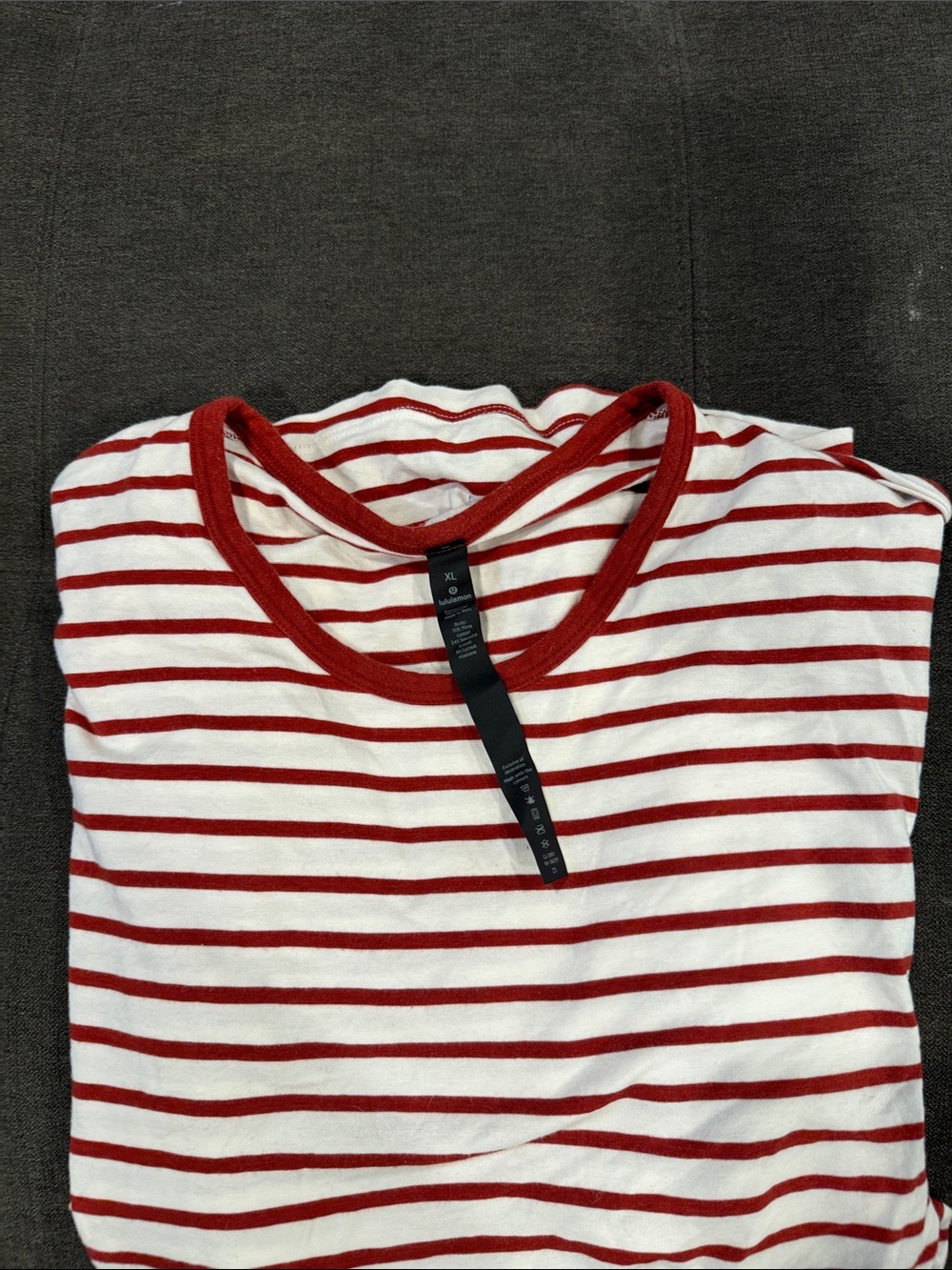 MENS LULULEMON Striped Red & White Tee with Crew Neck
